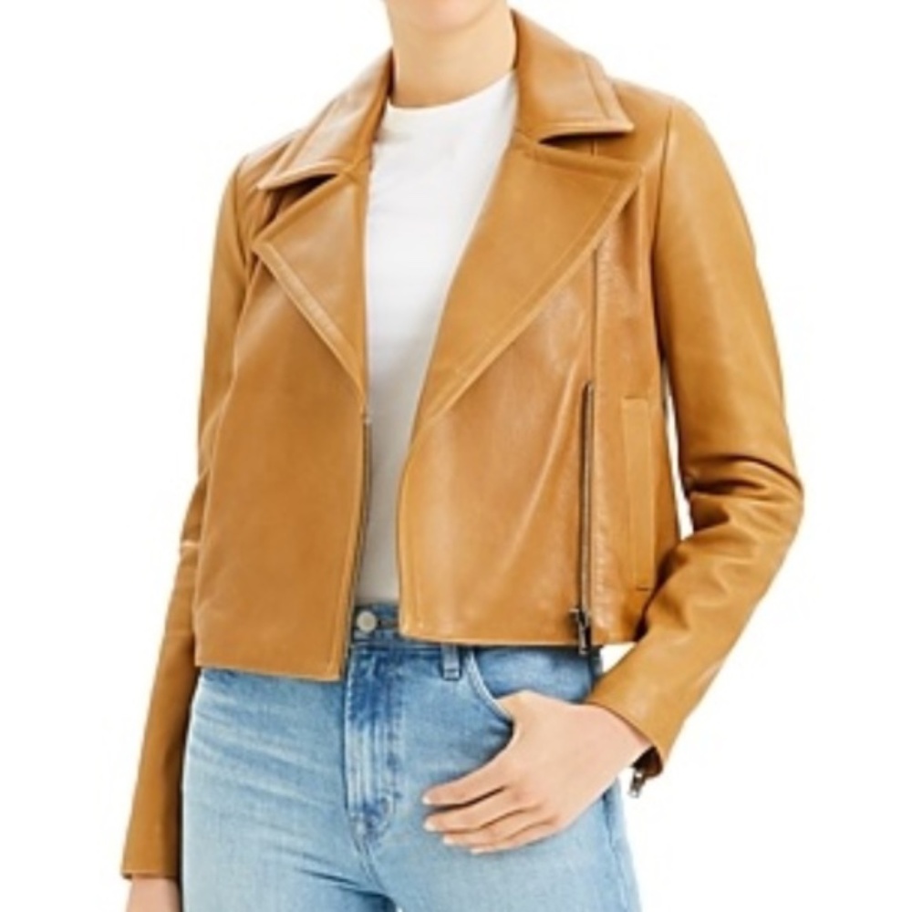 NWT Theory Slim Moto Jacket. Distressed Tan.